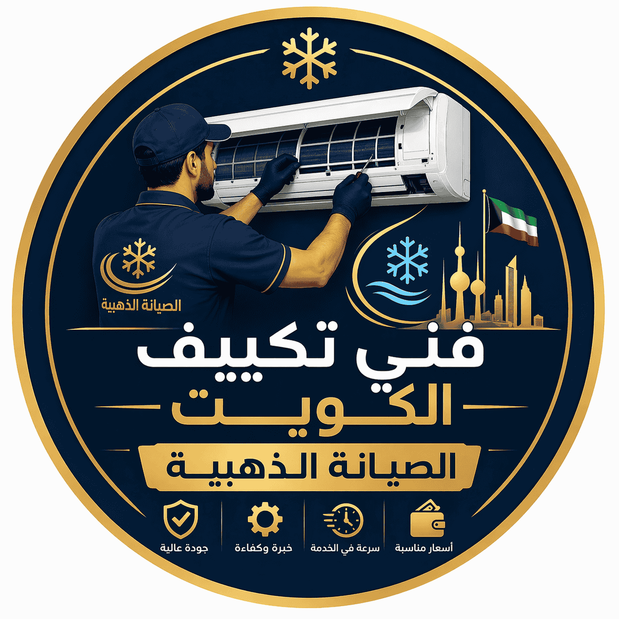 شعار فني تكييف الكويت الصيانة الذهبية